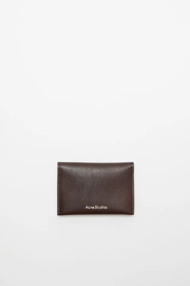 Acne Studios Folded Leather Wallet Dark Brown Women Small Leather Goods