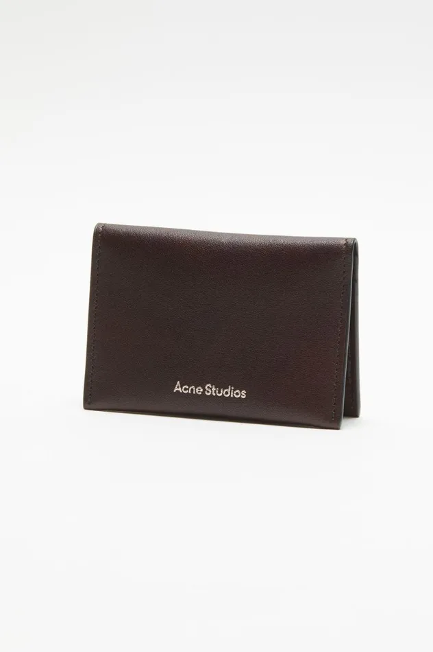 Acne Studios Folded Leather Wallet Dark Brown Women Small Leather Goods