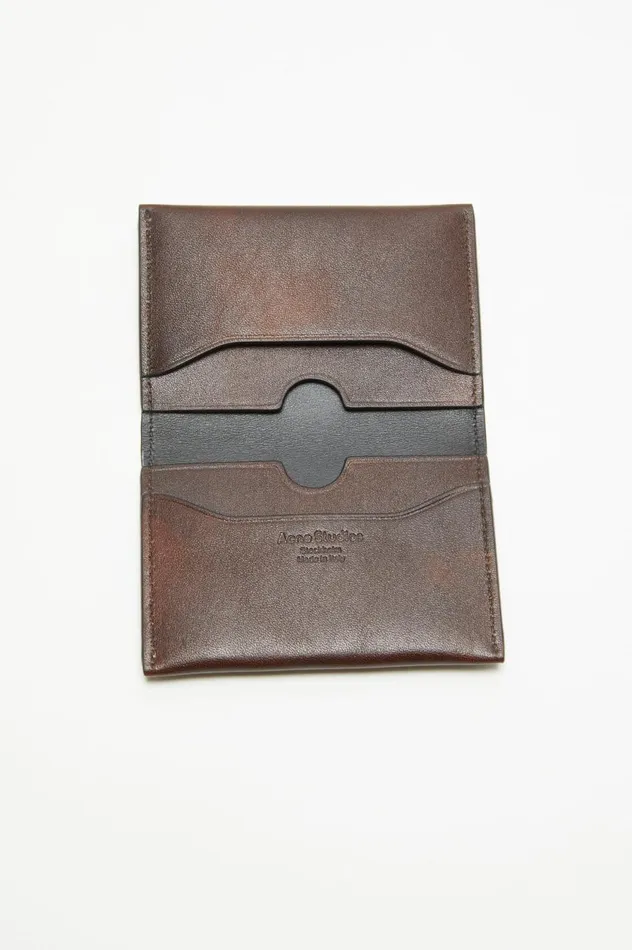 Acne Studios Folded Leather Wallet Dark Brown Women Small Leather Goods