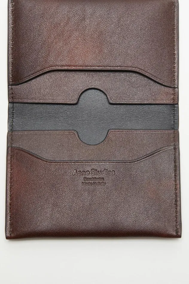 Acne Studios Folded Leather Wallet Dark Brown Women Small Leather Goods