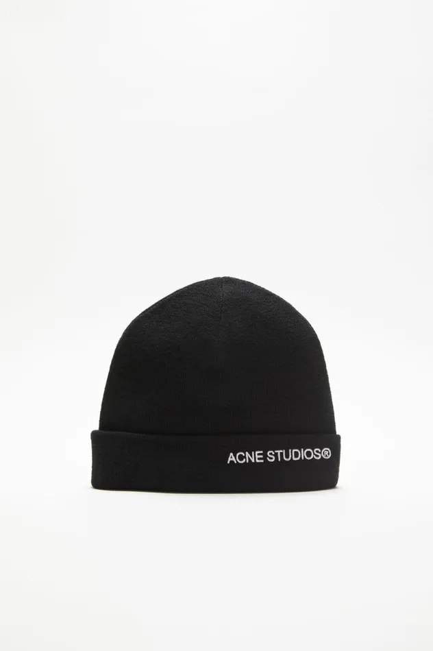 Acne Studios Logo Beanie Black Women Hats