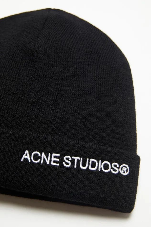 Acne Studios Logo Beanie Black Women Hats