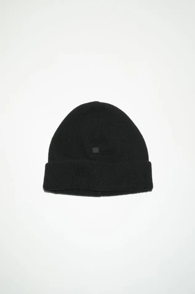 Acne Studios Micro Face Patch Beanie Black Men Hats
