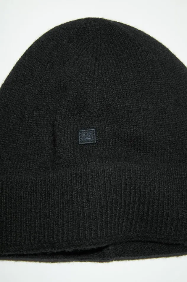 Acne Studios Micro Face Patch Beanie Black Men Hats