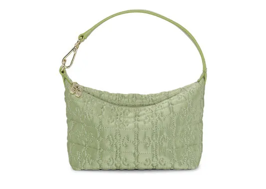Bags GANNI Top Handle Light Khaki Small Butterfly Pouch Satin Bag Mosstone