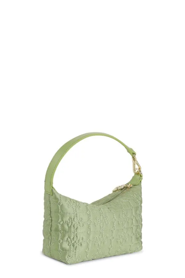 Bags GANNI Top Handle Light Khaki Small Butterfly Pouch Satin Bag Mosstone