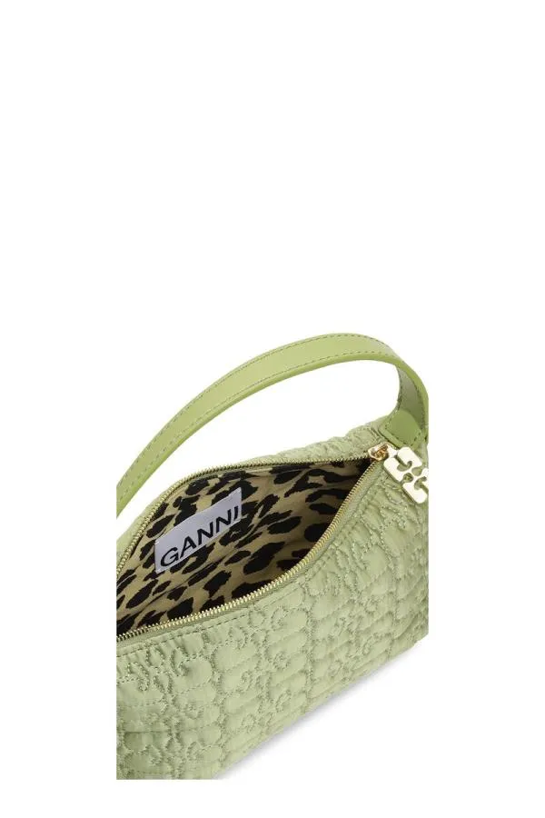 Bags GANNI Top Handle Light Khaki Small Butterfly Pouch Satin Bag Mosstone