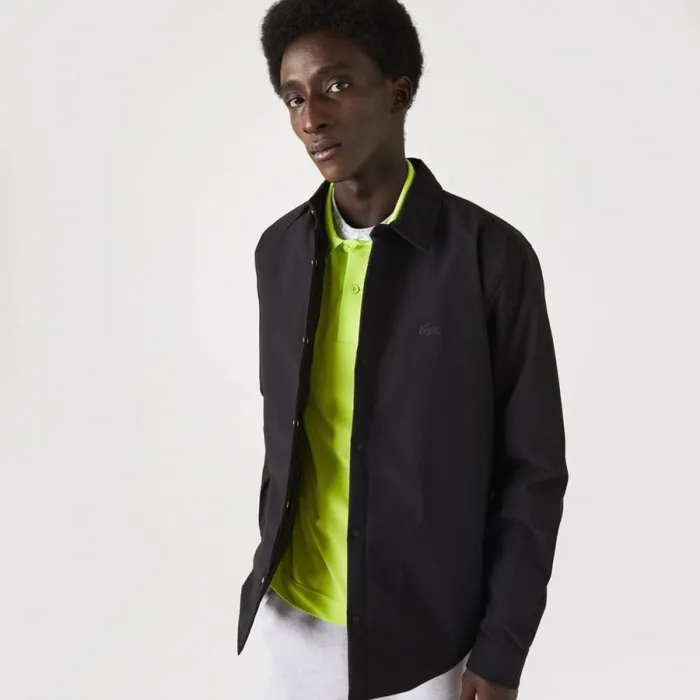Button Down Shirts Men Lacoste Mens WaterResistant Overshirt Black 031