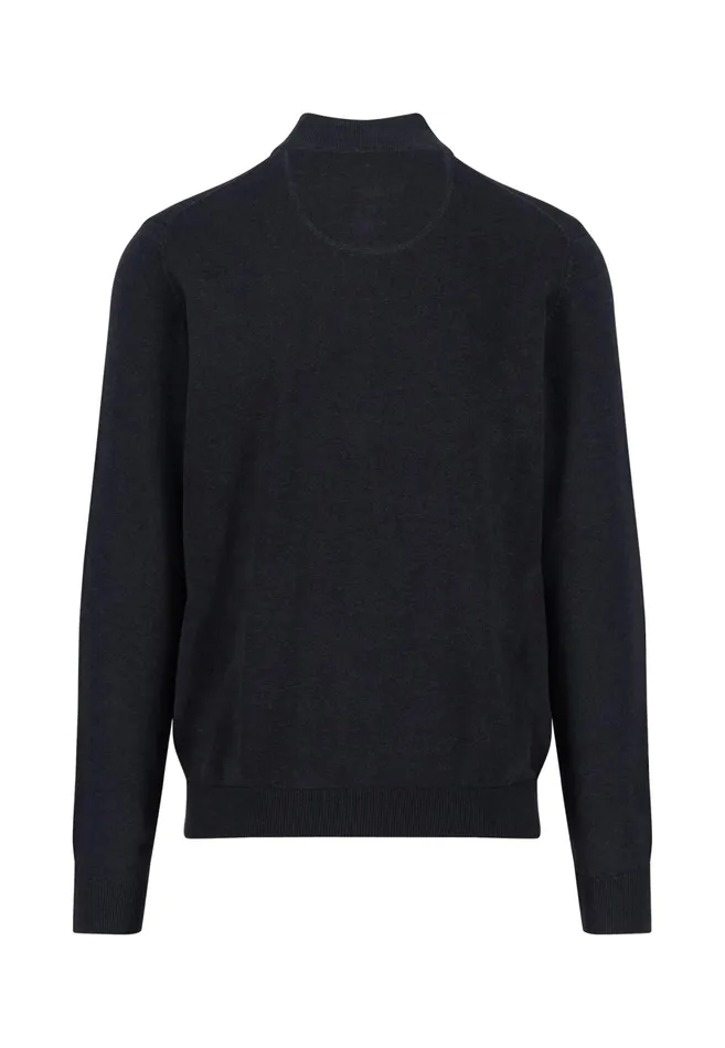 Cardigan Men FYNCHHATTON Parting Jacket Made Of Cotton With A Stand up Collar Navynightcharcoalearth
