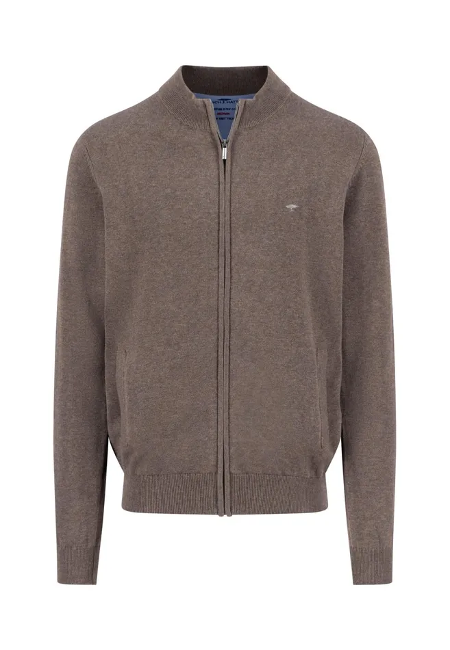 Cardigan Men FYNCHHATTON Parting Jacket Made Of Cotton With A Stand up Collar Navynightcharcoalearth