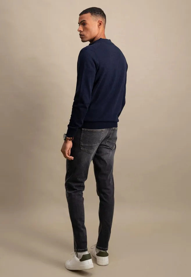 Cardigan Men FYNCHHATTON Parting Jacket Made Of Cotton With A Stand up Collar Navynightcharcoalearth