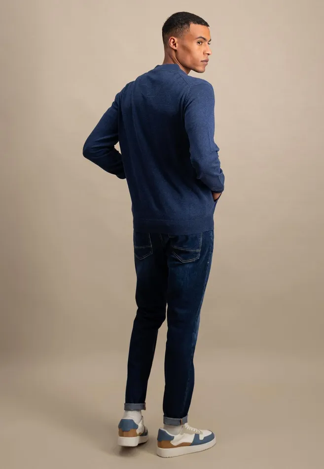 Cardigan Men FYNCHHATTON Parting Jacket Made Of Cotton With A Stand up Collar Navynightcharcoalearth