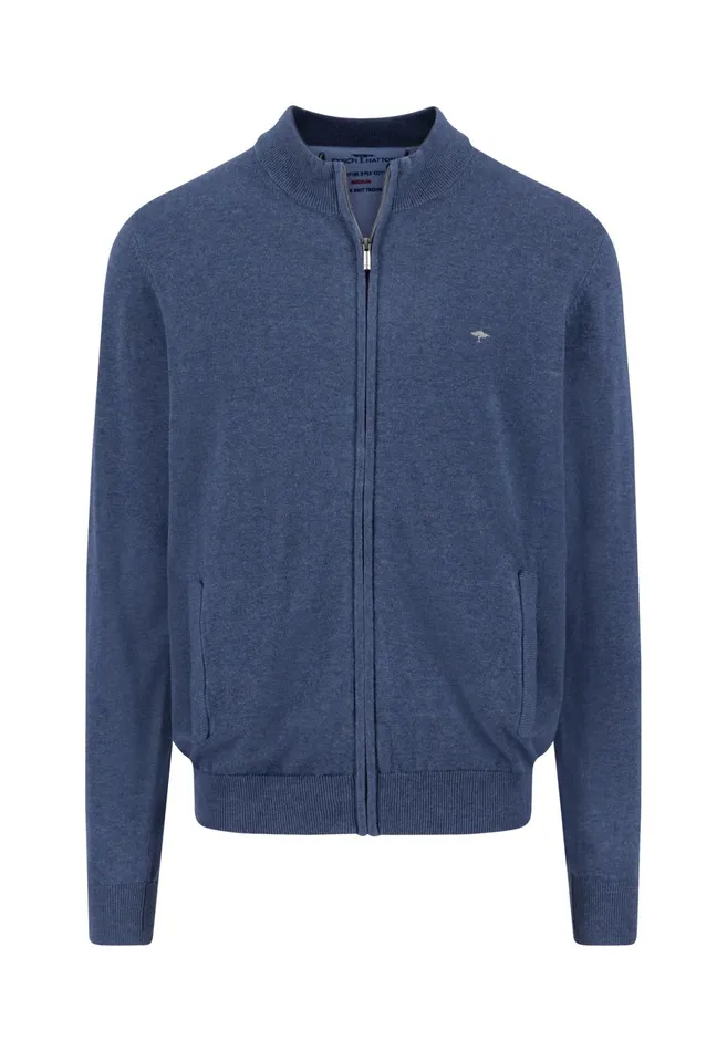 Cardigan Men FYNCHHATTON Parting Jacket Made Of Cotton With A Stand up Collar Navynightcharcoalearth