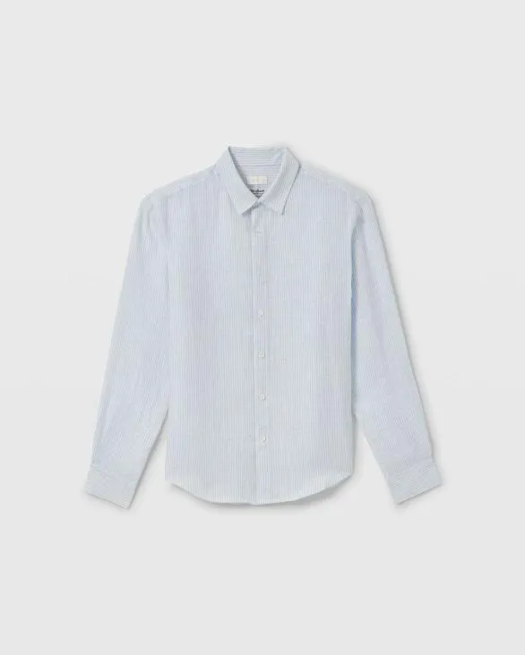 Club Monaco Shirts Carlo Bassetti Italian Linen Stripe Shirt Blue Stripe 8211 Men