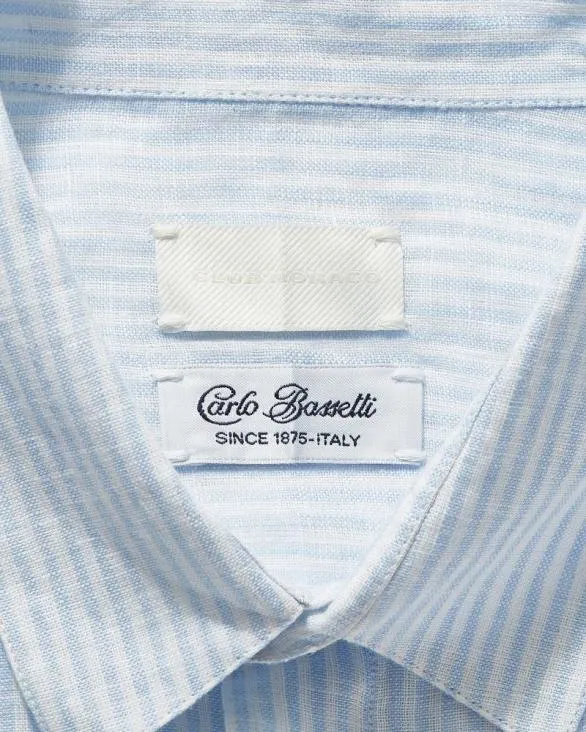 Club Monaco Shirts Carlo Bassetti Italian Linen Stripe Shirt Blue Stripe 8211 Men