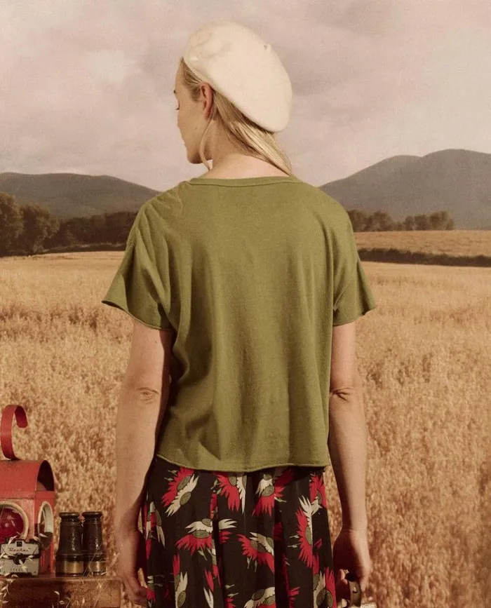 CollectionTees and Sweats The Great The Crop Tee Vintage Army With Mountain Resort Graphic