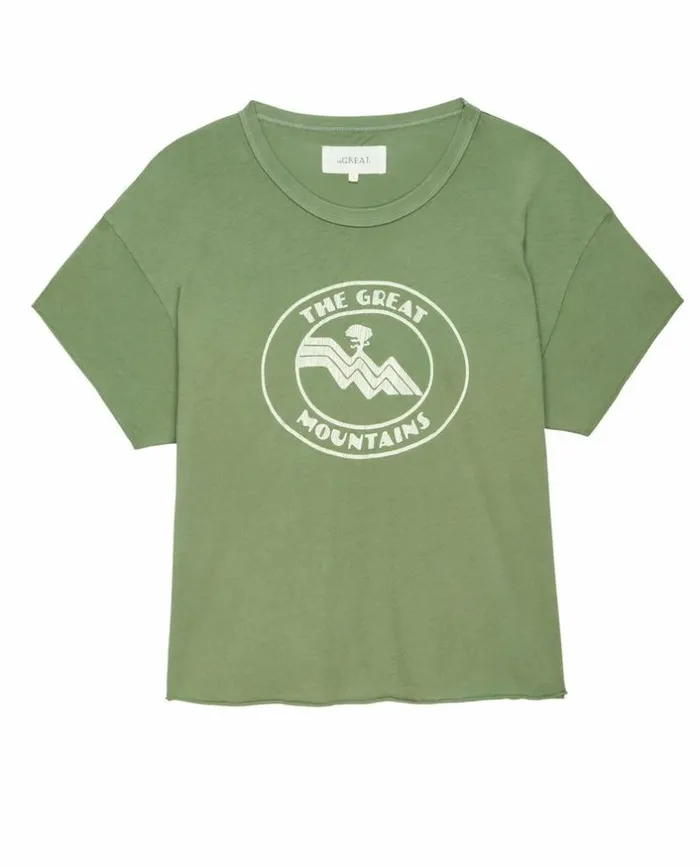CollectionTees and Sweats The Great The Crop Tee Vintage Army With Mountain Resort Graphic