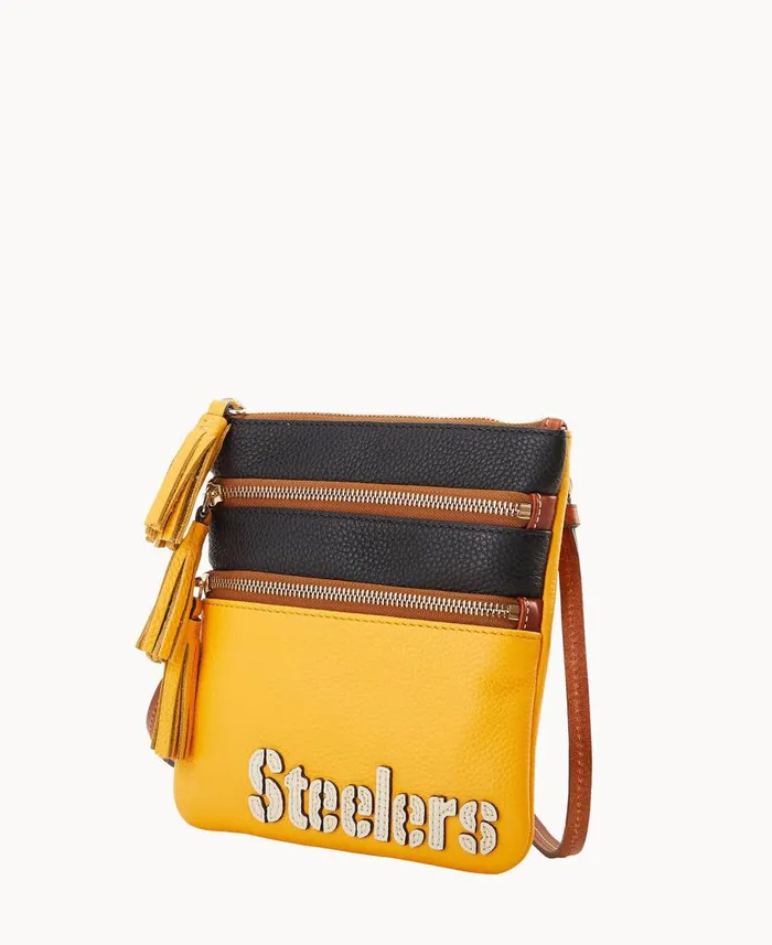 Dooney and Bourke Crossbodies NFL Steelers Triple Zip Crossbody Steelers 8211 WomenMen Dooney and Bourke Crossbodies NFL Steelers Triple Zip Crossbody Steelers 8211 WomenMen