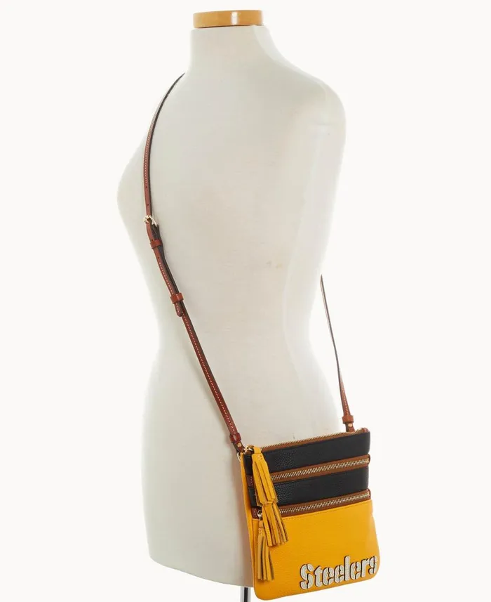 Dooney and Bourke Crossbodies NFL Steelers Triple Zip Crossbody Steelers 8211 WomenMen Dooney and Bourke Crossbodies NFL Steelers Triple Zip Crossbody Steelers 8211 WomenMen