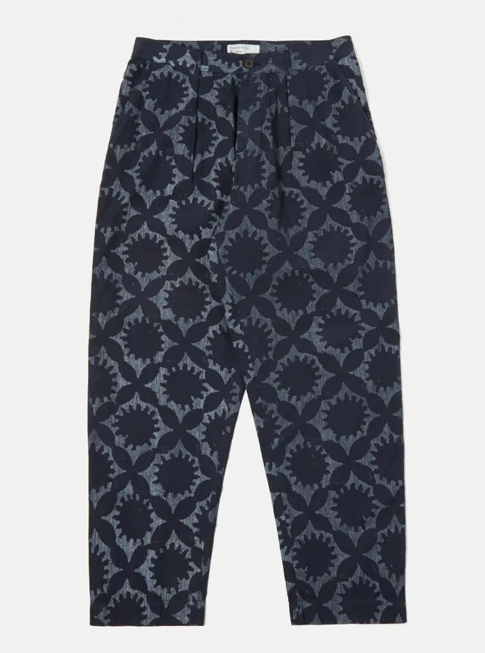 Duke Pant In Navy Over Dyed Sun Print Men Universal Works Trousers