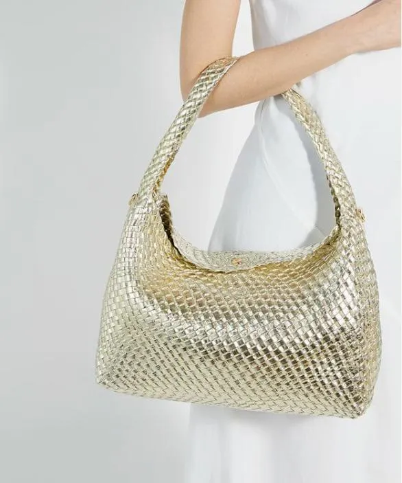 Dune London Deliberate Bags Women Deliberate L Gold Woven Shoulder Bag Neutral