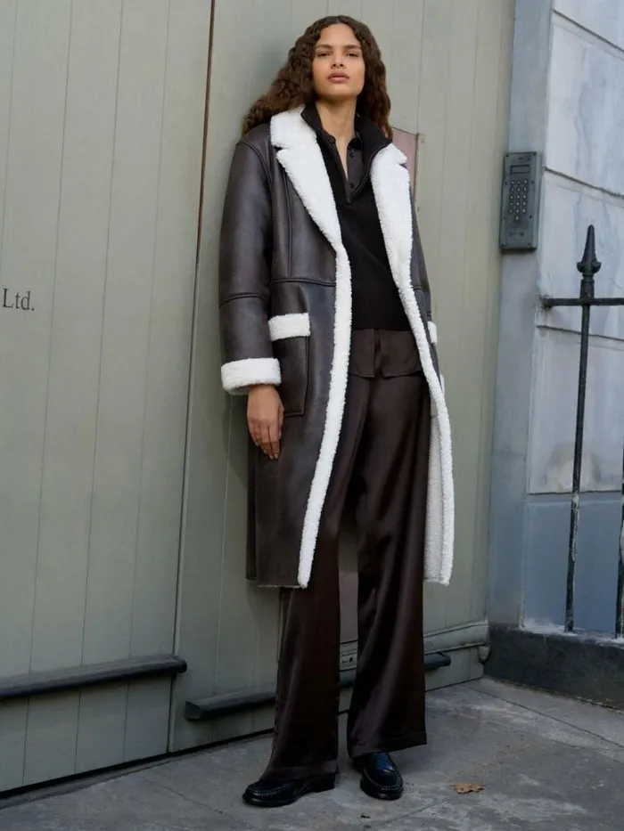 French Connection Arizona Faux Shearling Coat Chocolate Women Coats and Jackets French Connection Arizona Faux Shearling Coat Chocolate Women Coats and Jackets