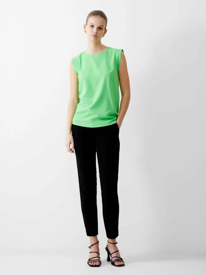 French Connection Cap Sleeve Crepe Light Tank Top Poise Green Women Tops