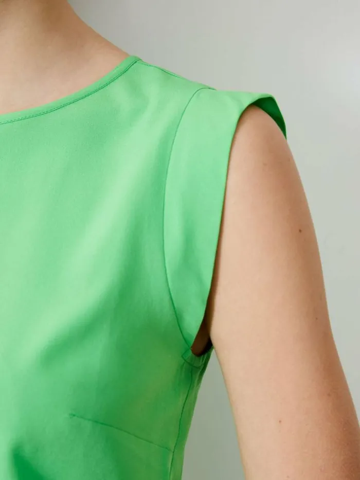 French Connection Cap Sleeve Crepe Light Tank Top Poise Green Women Tops