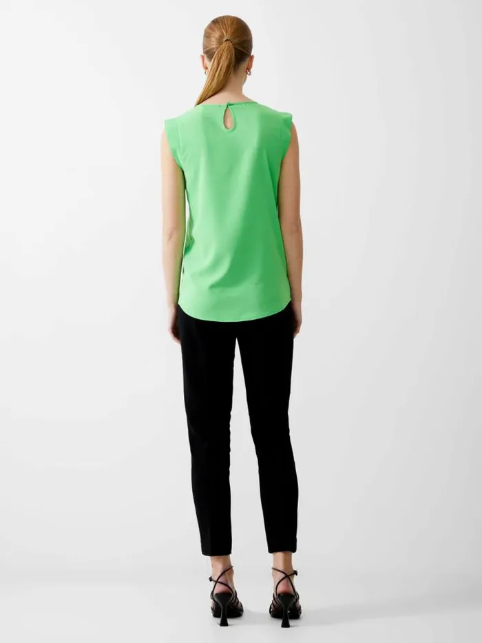 French Connection Cap Sleeve Crepe Light Tank Top Poise Green Women Tops