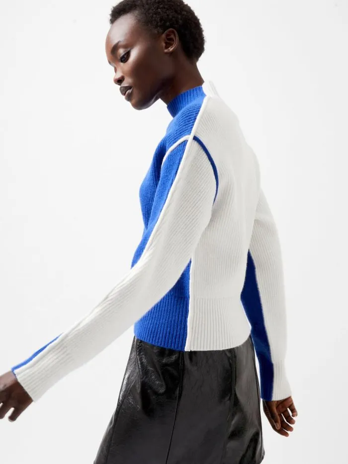 French Connection Lorena High Neck Jumper Chroma Bluewinter W Women Jumpers and Cardigans