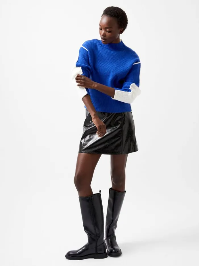 French Connection Lorena High Neck Jumper Chroma Bluewinter W Women Jumpers and Cardigans