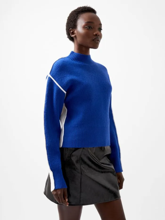 French Connection Lorena High Neck Jumper Chroma Bluewinter W Women Jumpers and Cardigans