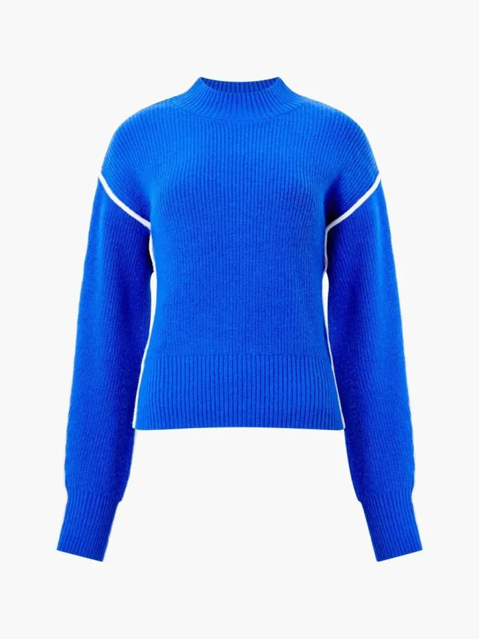 French Connection Lorena High Neck Jumper Chroma Bluewinter W Women Jumpers and Cardigans