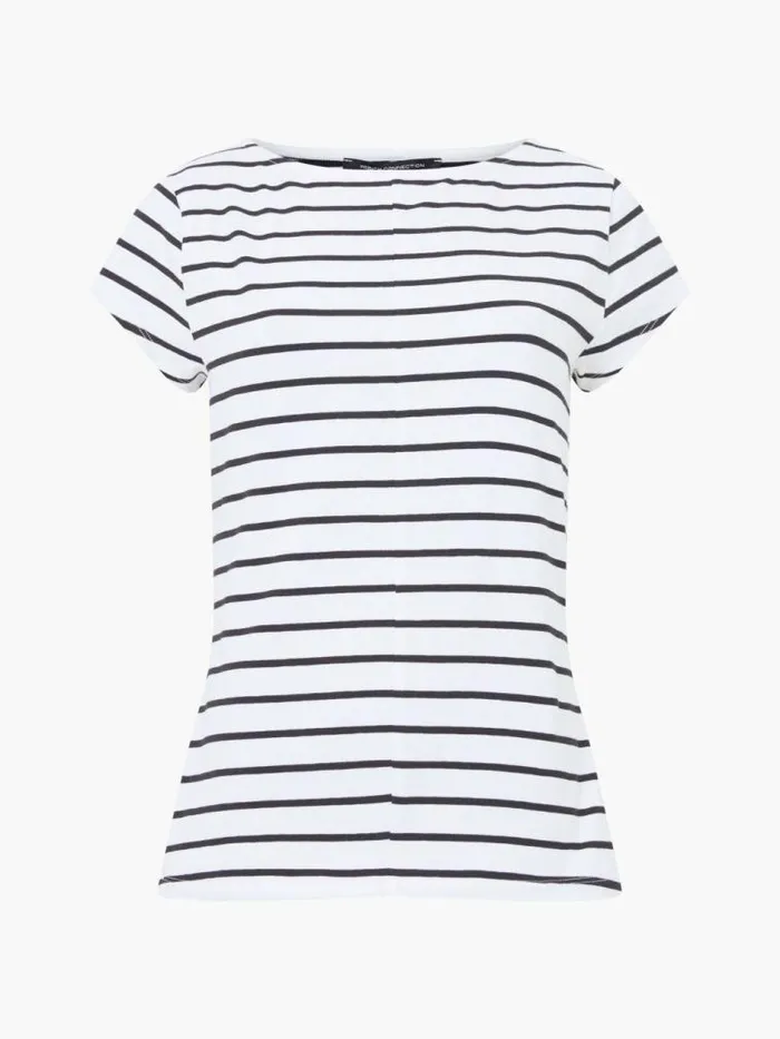 French Connection Rallie Stripe Fitted TShirt Whiteblack Women Tops