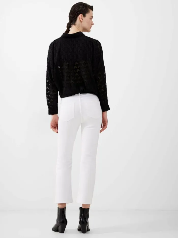 French Connection Stretch Denim Bootcut Ankle Length Jeans 30 Inch White Women Trousers