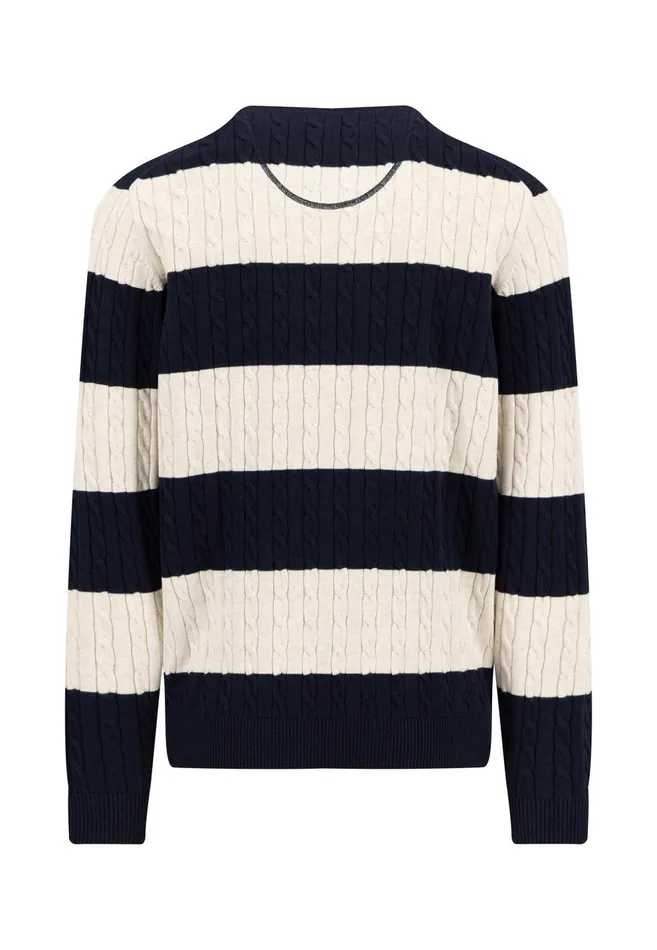 FYNCHHATTON Counta Of Braids Made Of The Finest Cotton Navy Men Sweater