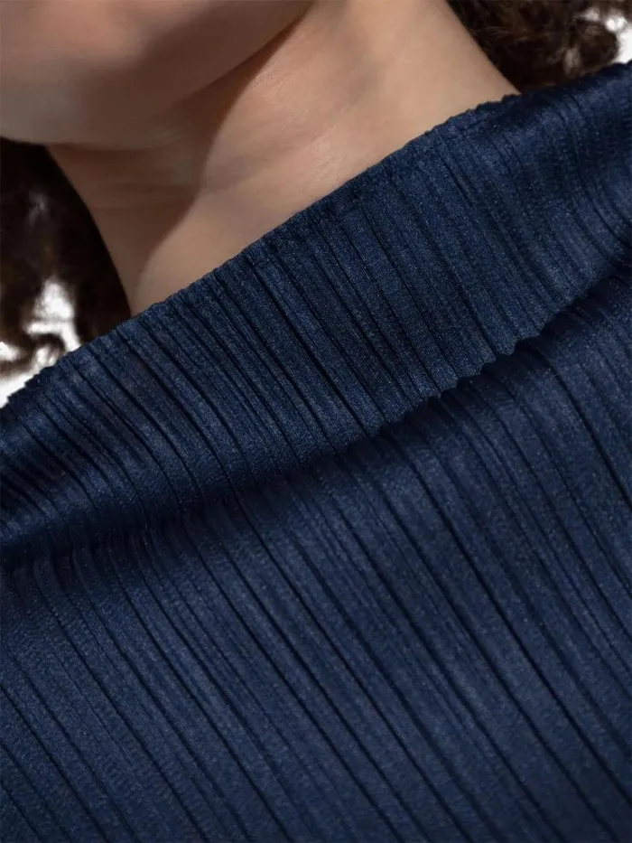 Henrik Vibskov Boutique SS25 MC February Long Sleeve Mock Neck Top 8211 Navy Women Tops