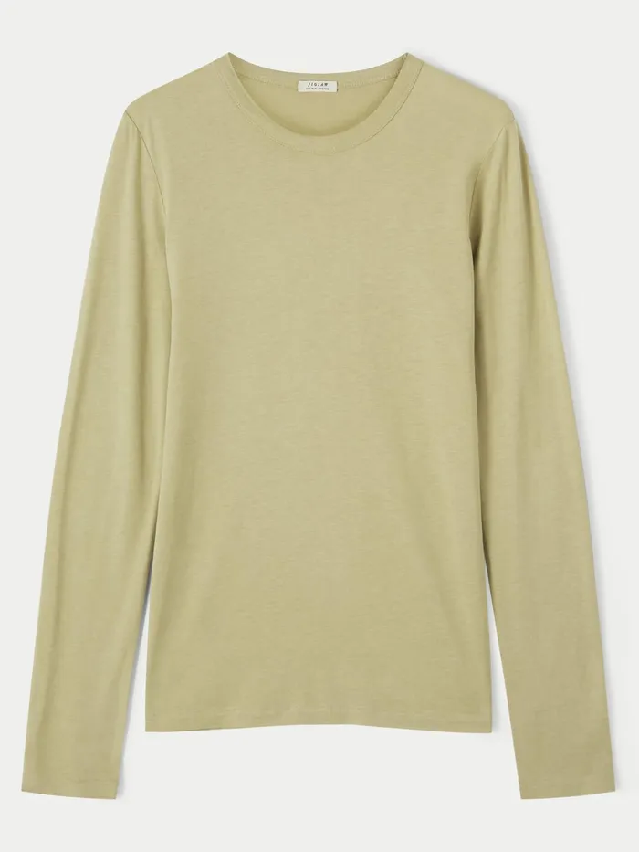 Jigsaw Tshirts Women Sueded Jersey Long Sleeve Tee Green