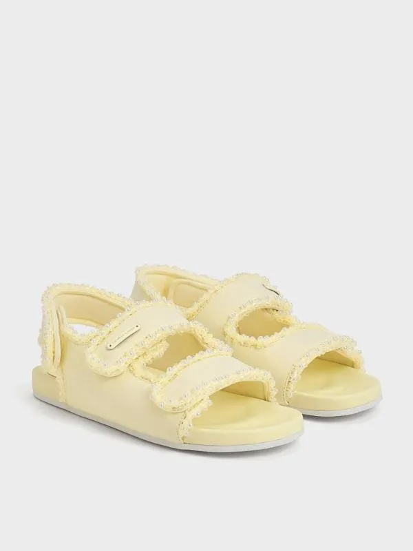Kids Girls039 Elastane PearlEmbellished Flatform Sandals 8211 Butter CHARLES and KEITH Shoes Kids Girls039 Elastane PearlEmbellished Flatform Sandals 8211 Butter CHARLES and KEITH Shoes