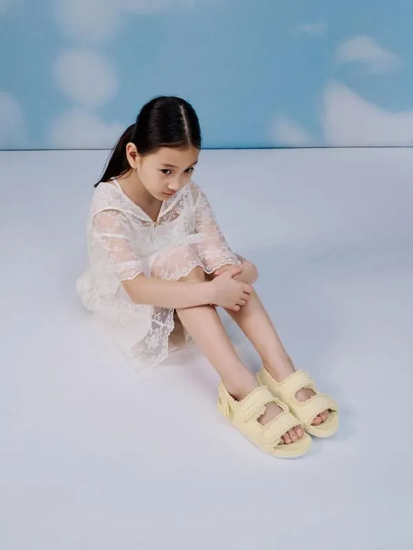 Kids Girls039 Elastane PearlEmbellished Flatform Sandals 8211 Butter CHARLES and KEITH Shoes Kids Girls039 Elastane PearlEmbellished Flatform Sandals 8211 Butter CHARLES and KEITH Shoes