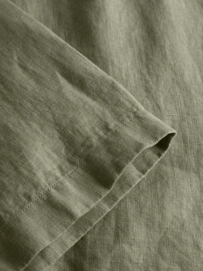KnowledgeCotton Apparel Shirts Box Fit Short Sleeved Linen Shirt Burned Olive 8211 Men