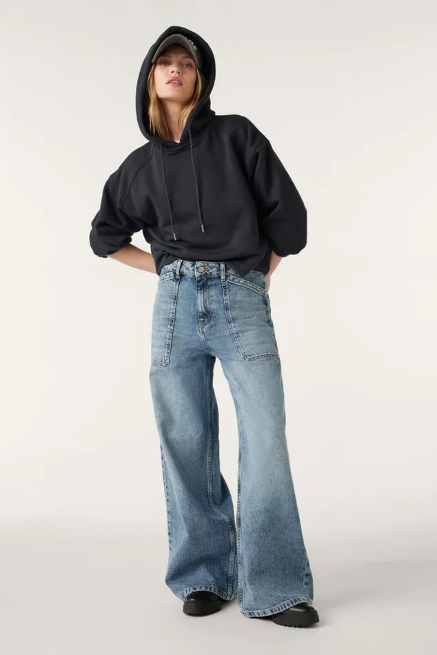 MellouWideLeg Blue Jeans Clothing Baandsh Pants and Jeans