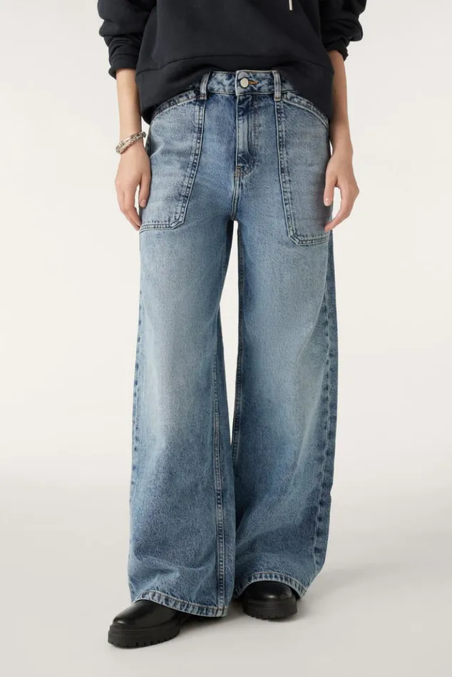 MellouWideLeg Blue Jeans Clothing Baandsh Pants and Jeans