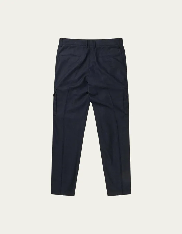 Men Como Reg Wool Cargo Suit Pants 8211 Dark Navy Melange Les Deux Pants