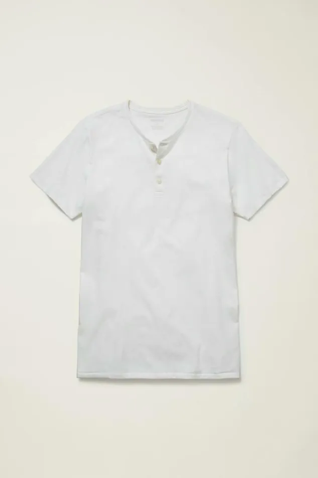 Men Pima Performance Short Sleeve Henley White Bonobos Henleys