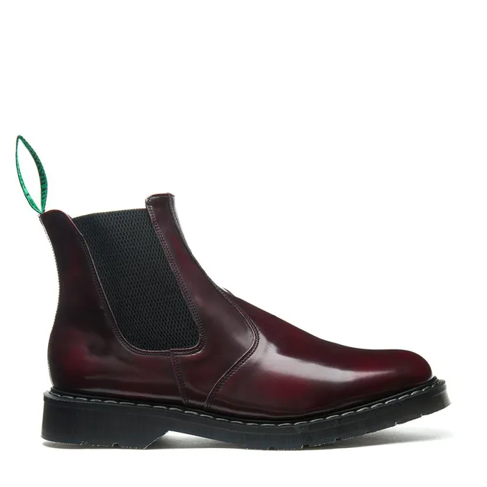 Men Solovair Chelsea Boots Cherry Red RubOff HiShine Dealer Boot