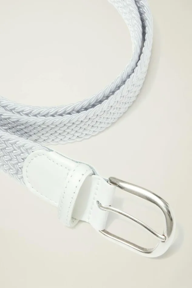 Men The Clubhouse Stretch Belt White Bonobos Golf Belts Hats and Accessories