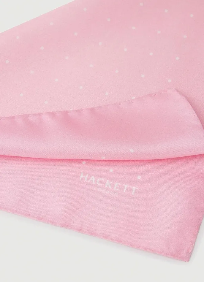 Men Ties and Pocket Squares Hackett London Small Space Dot Silk Handkerchief Pink
