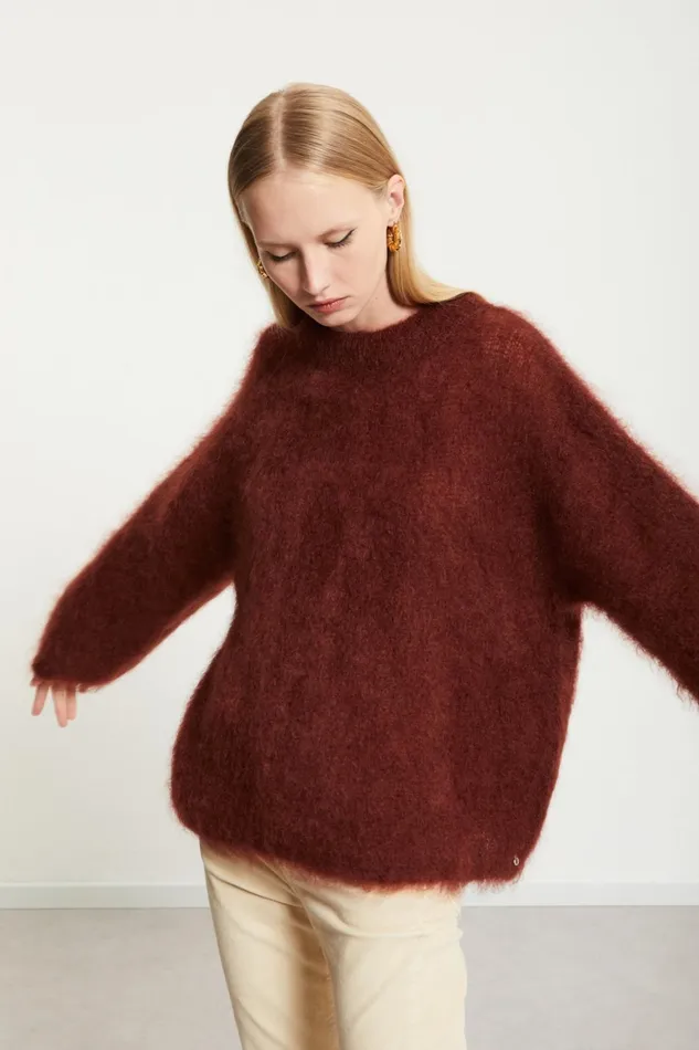 Ottod039Ame Mohair Blend Fluffy Jumper Women Knitwear