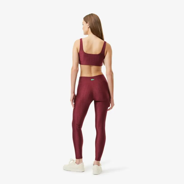 Pants and Leggings Women Lacoste Women039s Lacoste X Bandier Monogram Print Leggings Bordeaux Yup